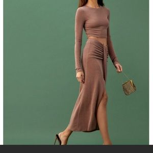 Reformation ZION two piece SET in taupe shimmer